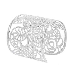 女性用中空合金上腕バングル  花  銀  内径：2-3/8インチ（6cm）&nbsp;FS-WG35411-02