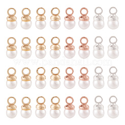 40Pcs 4 Colors Brass ABS Imitation Pearl Pendants&nbsp;KK-TA0001-73