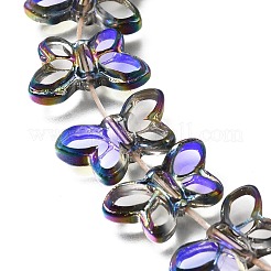 電気メッキ透明ガラスビーズ連売り  蝶  クリアAB  11.5x19.5x4.5mm  穴：1mm  約48個/連  21.65''（55センチメートル）&nbsp;GL-CBA98F0-03A