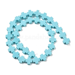 合成サンゴビーズ連売り  染め  クロス  アクア  9x9x4mm  穴：1.2mm  約35個/連  12.99''（33センチメートル）&nbsp;CORA-L044-A20