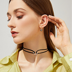 1Pc Alloy Ring Double Layer Faux Suede Cord Choker Necklaces for Women&nbsp;NJEW-CL0001-32