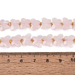 天然石ローズクォーツビーズ連売り  蝶  シードビーズで  7~8.5x9.5~11x3.5~5mm  穴：1~1.2mm  約41~45個/連  14.96~15.16インチ（38~38.5cm）&nbsp;G-N371-10A-07