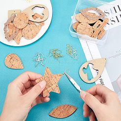 DIY 9ペアの合成皮革イヤリング製作キット  9サイズの大きなペンダントを含む  真鍮のイヤリングフックと丸カン  ミックスカラー  47x31x1mm  穴：1mm  178個/箱&nbsp;DIY-FH0002-36