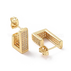 Cubic Zirconia Rectangle Stud Earrings&nbsp;EJEW-C008-22G-01