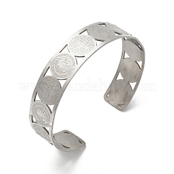 Religion Theme 304 Stainless Steel Cuff Bangles for Women&nbsp;BJEW-Q011-01P