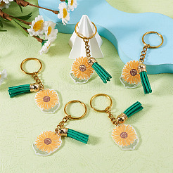 Acrylic Sunflower Pendant Keychains&nbsp;KEYC-TAC00010