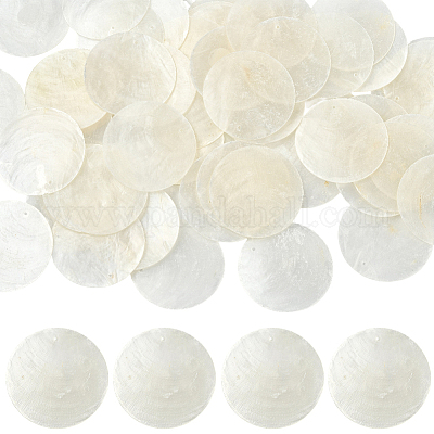 60Pcs Flat Round Capiz Shell Pendants&nbsp;SSHEL-SC0001-48-1