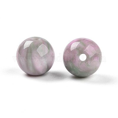 樹脂ビーズ  ラウンド  ツートン  スミレ  12mm  穴：2mm&nbsp;RESI-YW0004-28C-03-1