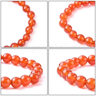 Dyed Natural Carnelian Beaded Stretch Bracelets&nbsp;B072-4-1