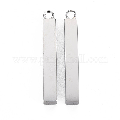 変色しない304ステンレススチールペンダント  長方形  ステンレス鋼色  35x5x5mm  穴：2mm&nbsp;STAS-N095-060-1