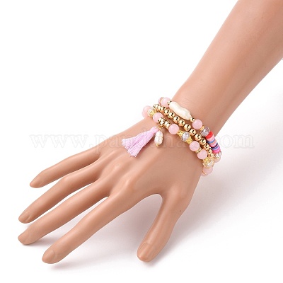 Multi-layered Stretch Beaded Bracelets Sets&nbsp;BJEW-JB05756-02-1