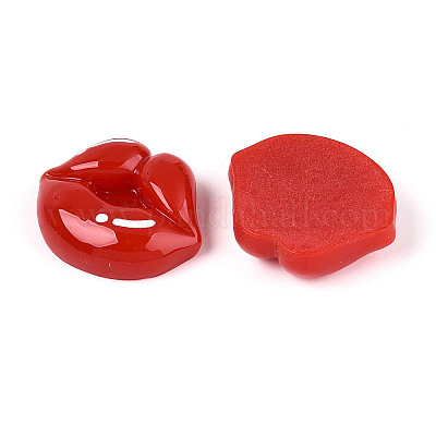 オペーク樹脂カボション  リップ  レッド  22~22.5x27.9x8mm&nbsp;CRES-T025-14A-1