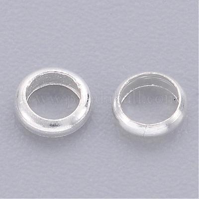 真鍮製スペーサービーズ  ロンデル  銀色のメッキ  3.5x1mm&nbsp;EC0823.5mm-S-1