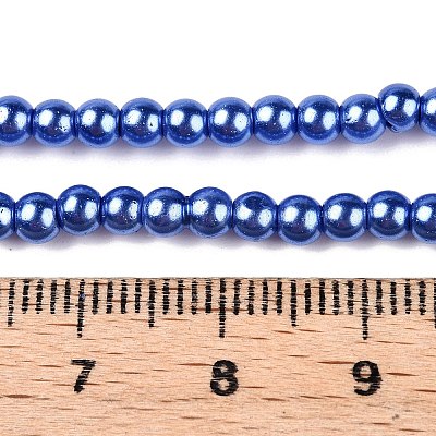 ベーキングペイント、ガラスパールビーズの連  パールカラーの  ラウンド  藤紫色  3~4mm  穴：0.5mm  約195個/連  23.6インチ&nbsp;X-HY-Q003-3mm-28-1