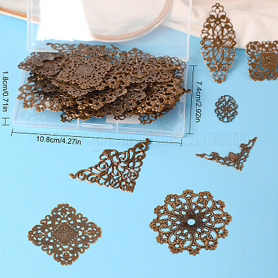 8 pcs Antique Gold Filigree Flower, Brass Metal Stamping, Metal Filigree Embellishments, For Jewelry Making in factory Antique Gold