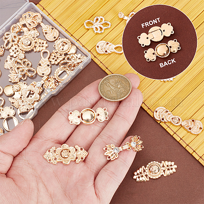 アクセサリー china Wholesale 24Pcs 6 Styles Chinese Style Flower Alloy Snap Lock
