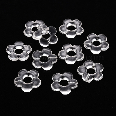 透明なアクリルビーズフレーム  花  透明  19x20x3.5mm  穴：1.6mm  内径：6.5mm&nbsp;X-TACR-S154-29B-01-1