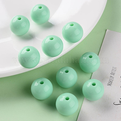 不透明なアクリルビーズ  ラウンド  アクアマリン  16x15mm  穴：2.8mm  約220個/500g&nbsp;MACR-S370-C16mm-A05-1