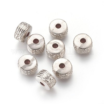 CCBプラスチックビーズ  フラットラウンド  プラチナ  13x7.5mm  穴：3.5mm&nbsp;CCB-F006-01P-1