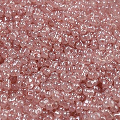 セイロンガラスシードビーズ  ピーナッツ  ミスティローズ  4~4.5x2~2.5x2~2.5mm  穴：0.8~0.9mm  約10000個/ポンド&nbsp;SEED-K009-02B-32-1