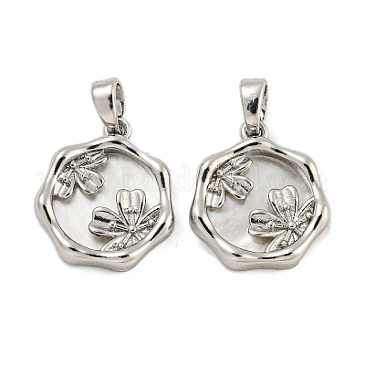 Brass Pave Shell Pendants&nbsp;KK-G490-37P-1