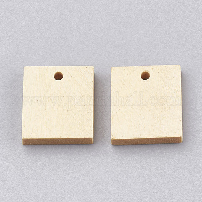 ウッドペンダント  長方形  小麦  20x17~18x4mm  穴：2mm&nbsp;WOOD-T008-05-1