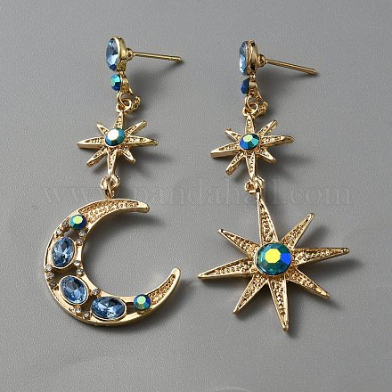 アクアマリン ab ラインストーン ムーン＆スター アシンメトリー