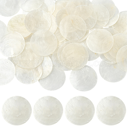60Pcs Flat Round Capiz Shell Pendants SSHEL-SC0001-48-1