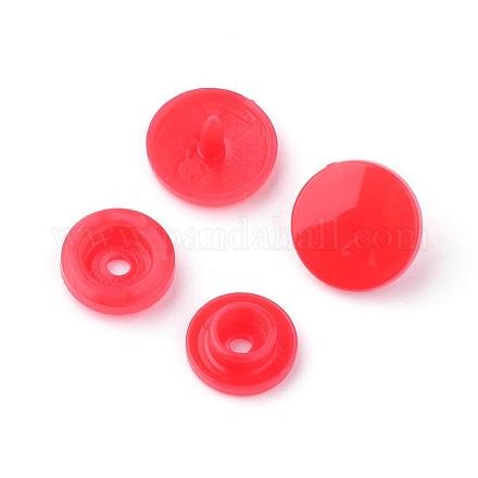 プラスチックスナップファスナー  レインコートのスナップボタン  フラットラウンド  レッド  12x6.5mm&nbsp;BUTT-S020-58E-1