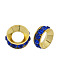 Brass Rhinestone Spacer Beads, Cadmium Free & Lead Free, Grade A, Rondelle, Golden Metal Color, Sapphire, 9x4mm, Hole: 4mm
