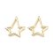 Brass Linking Rings, Cadmium Free & Lead Free, Star, Real 18K Gold Plated, 33.5x26x2.5mm, Inner Diameter: 24.5x17.5mm