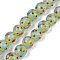 Handmade Lamword Beads Strands, Round with Polka Dot, Light Green, 10~11x9~10mm, Hole: 1.4mm, about 40pcs/strand, 14.2~15.94''(36~40.5cm)