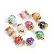 Resin Beads with Brass Rhinestone Rondelle, Lantern-Shaped, for Bracelets, Necklaces, Pen Decor, Cadmium Free & Lead Free, Mixed Color, 14.5x13.5mm, Hole: 3.5mm