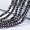 Electroplate Transparent Glass Beads Strands, Full Plated, Faceted, Rondelle, Gunmetal Plated, 2.9~3.3x2mm, Hole: 0.8mm, about 135~140pcs/strand, 32~34cm