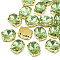 Sew on Rhinestone, Multi-strand Links, Glass Rhinestone, with Brass Prong Settings, Garments Accessories, Faceted, Oval, Golden, Peridot, 14x10x6.5mm, Hole: 1mm