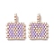 2Pcs Handmade MIYUKI Round Rocailles Seed Loom Pattern, Rectangle Pendants, Plum, 17.5x13.5x1.5mm, Hole: 1.2mm