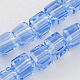ガラスビーズ連売り  多面カット  キューブ  コーンフラワーブルー  5~6x5~6x5~6mm  穴：1mm  95~100個/連  54~57cm&nbsp;GLAA-R041-6x6mm-30-1