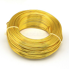 Round Anodized Aluminum Wire, Bendable Metal Craft Wire, for DIY Jewelry Craft Making, Gold, 10 Gauge, 2.5mm, 35m/500g(114.8 Feet/500g)