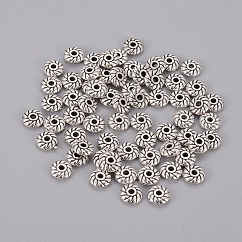 Tibetan Style Alloy Spacer Beads, Flat Round, Antique Silver, Lead Free & Cadmium Free, 6x6x2mm, Hole: 1mm