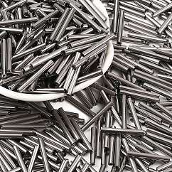 Glass Bugle Beads, Silver Plated, 20x2~2.5mm, Hole: 0.5mm, about 2000~2500pcs/bag