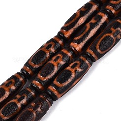 チベット風天然瑪瑙ビーズ連売り  バレル  染め＆加熱  29~30x9~10mm  穴：1.6~3mm  約10個/連  11.65''（29.6センチメートル）&nbsp;G-Q606-42G-01