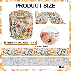ポリエステルリボン  鉄線で  花柄のフラット  砂茶色  2-1/2インチ（63mm）  約10.00ヤード（9.14m）/ロール&nbsp;OCOR-WH0070-305