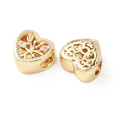 Brass Micro Pave Clear Cubic Zirconia European Beads&nbsp;KK-G551-02G