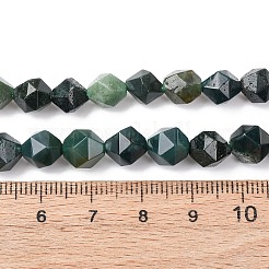 天然石モスアゲートビーズ連売り  スターカットラウンドビーズ  多面カット  8~8.5mm  穴：1mm  約48~50個/連  14.9~15.1インチ（38~38.5cm）&nbsp;G-F523-37-8mm