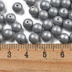 ベーキングペイント ガラスシードビーズ 3/0個  ラウンド  濃いグレー  6mm  穴：0.9mm  約1500個/ポンド&nbsp;SEED-A034-02F