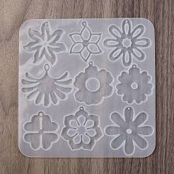 DIYペンダントシリコンモールド  レジン型  UVレジン用  エポキシ樹脂ジュエリー作り  ホワイト  花  133x131x4.5mm  穴：1~4x1~2.5mm  内径：36~45x31~49mm&nbsp;DIY-A061-02