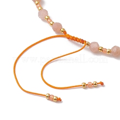 Adjustable Natural Sunstone & Glass Braided Bead Bracelet&nbsp;BJEW-JB10137-03