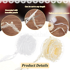 2 Rolls 2 Colors Plastic Imitation Pearl Beaded Trim&nbsp;OCOR-FG0002-06