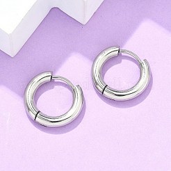 変色しにくい304ステンレススチール製フープピアス  低刺激性のイヤリング  316サージカルステンレスピン付き  ステンレス鋼色  9ゲージ  15x16.5x3mm  ピン：1mm  内径：10mm&nbsp;EJEW-F111-16mm-P