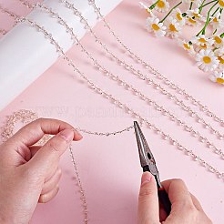 クリアキュービックジルコニアチップビーズチェーン  銅アズキチェーン付き  ハンダ付け  ゴールドカラー  2000x4mm  約6.56フィート（2m）/ pc&nbsp;JX589A-02